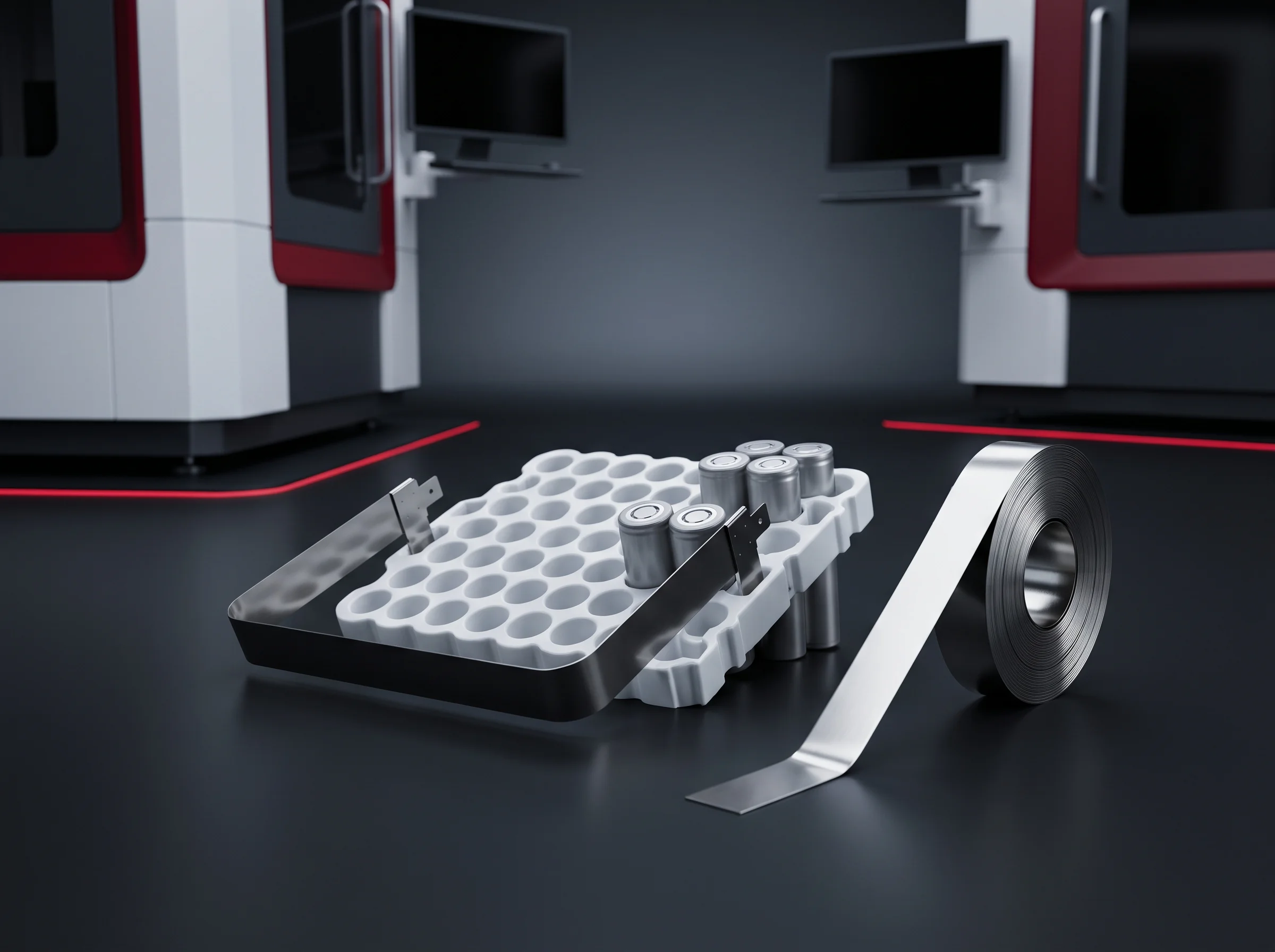Cylindrical cell holder bracket with bent nickel strip and seated cells