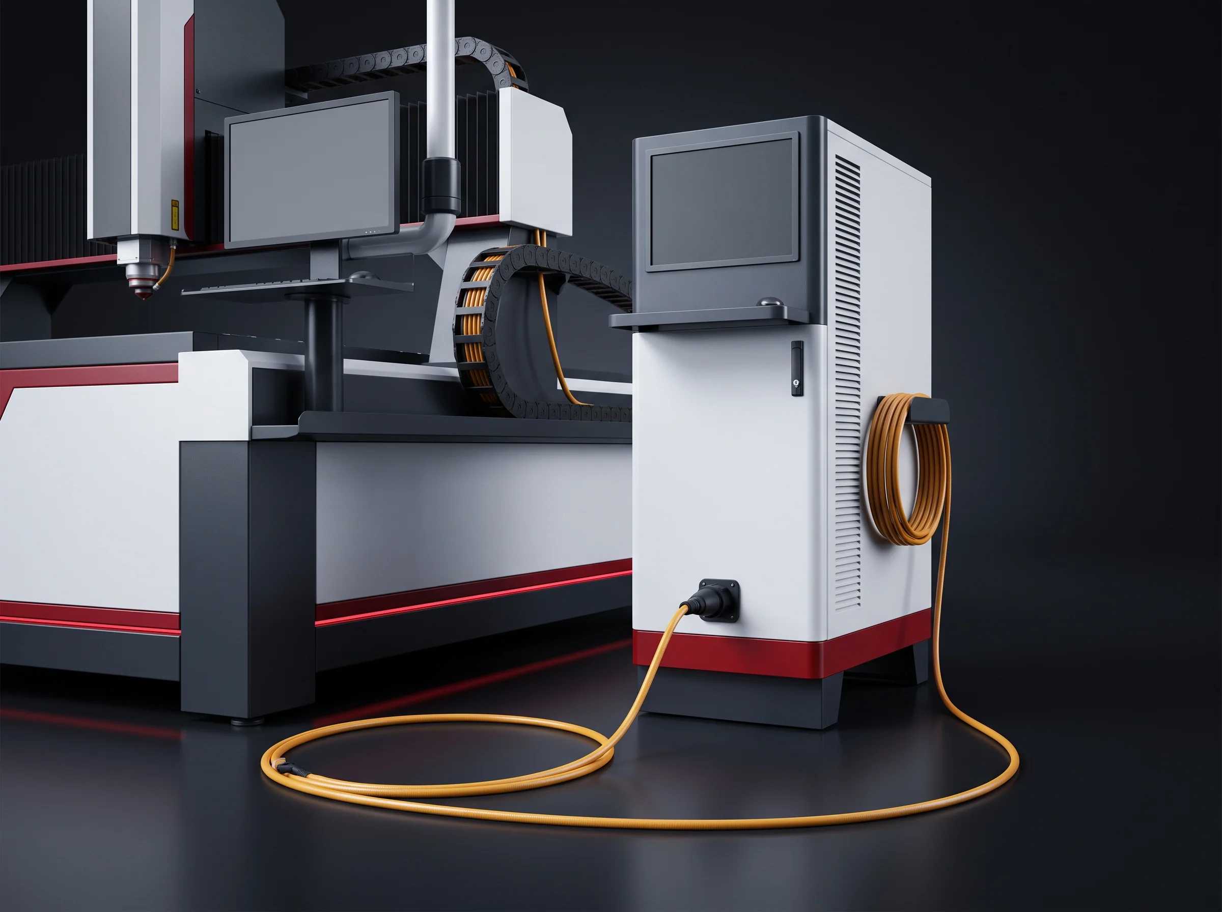 Laser source cabinet and parameter panel the process engineer qualifies recipes against