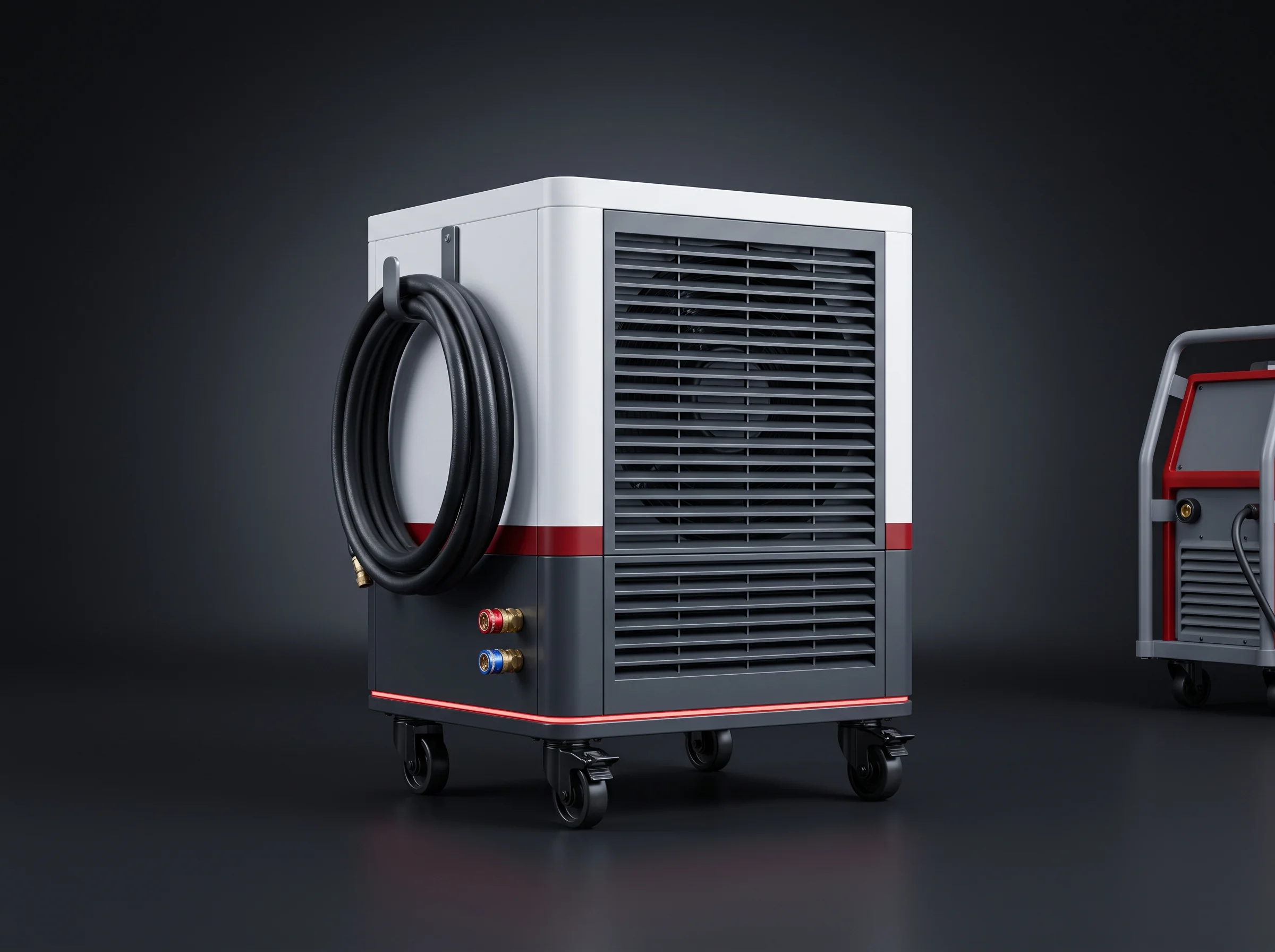External water chiller and gas path serving the laser welding station