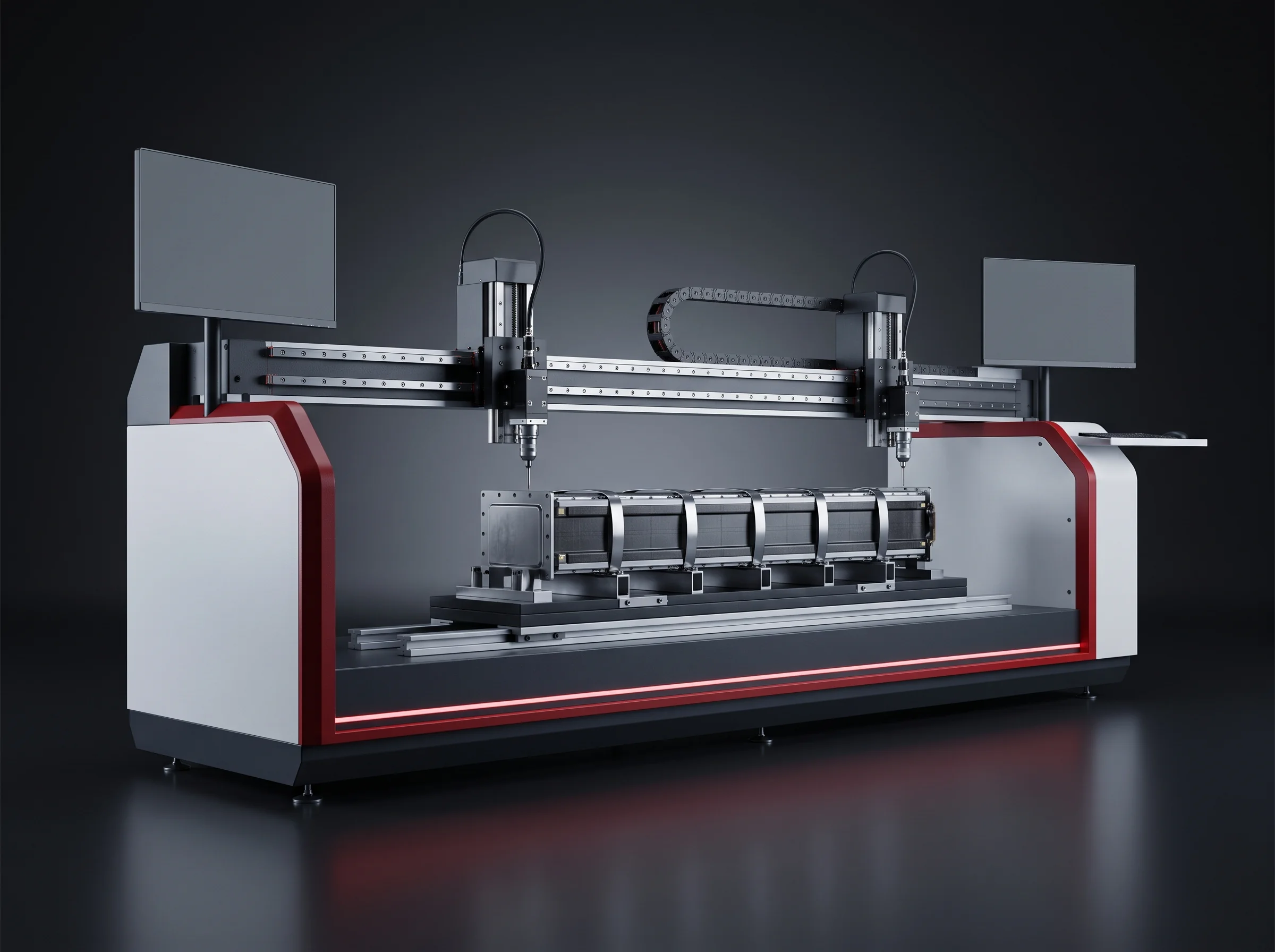 On-machine length measurement across a module after the press releases