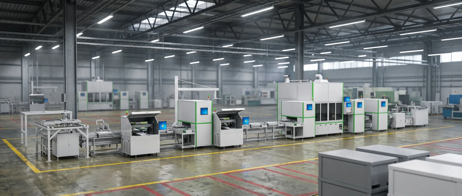 Standard-tier module and pack line in its bay