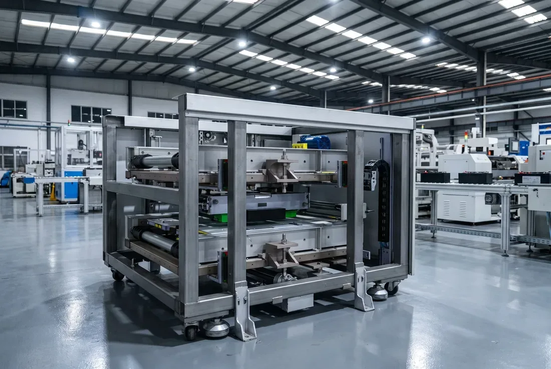 Six-axis feeding robot working across the pallet position