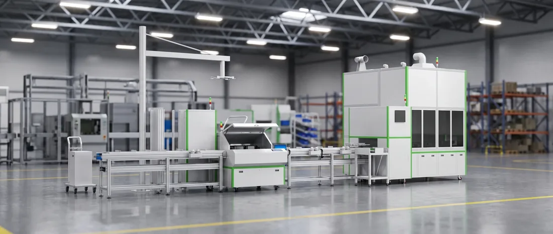 Carrier-based conveying section where parts arrive at a fixed moment