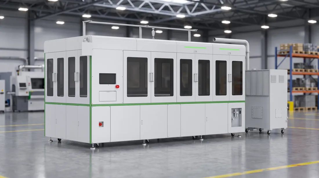Large multi-door process enclosure of a high-automation assembly line